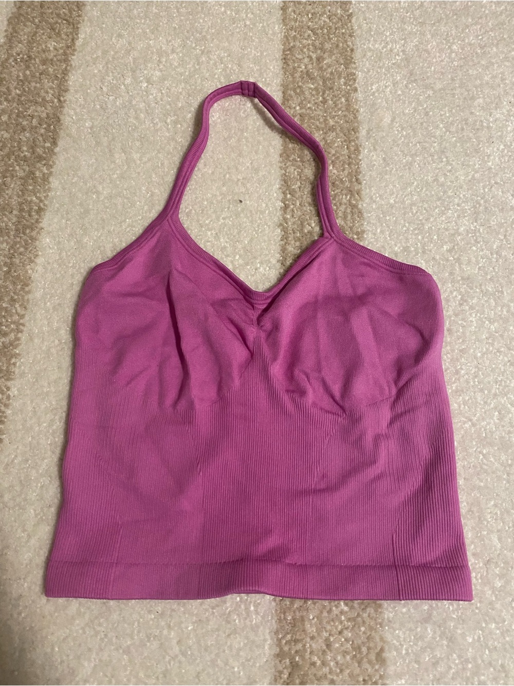 Pink Halter Ribbed Tank Top - Women